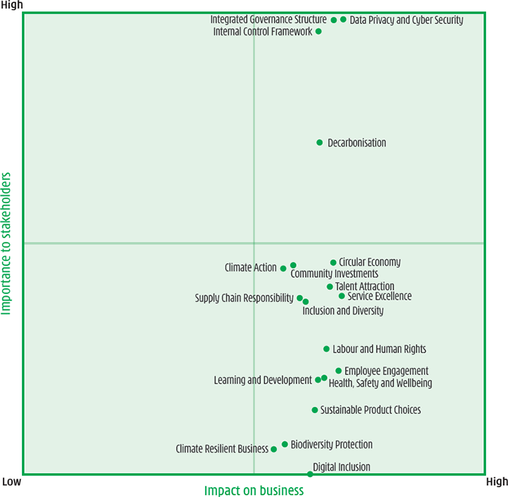 Table: material sustainability issues for the business